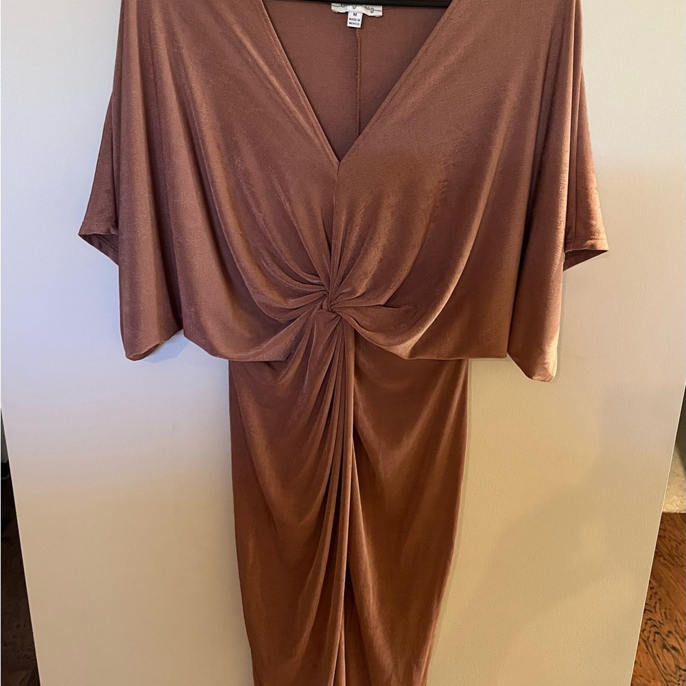 Twist-Front Midi Dress in Copper